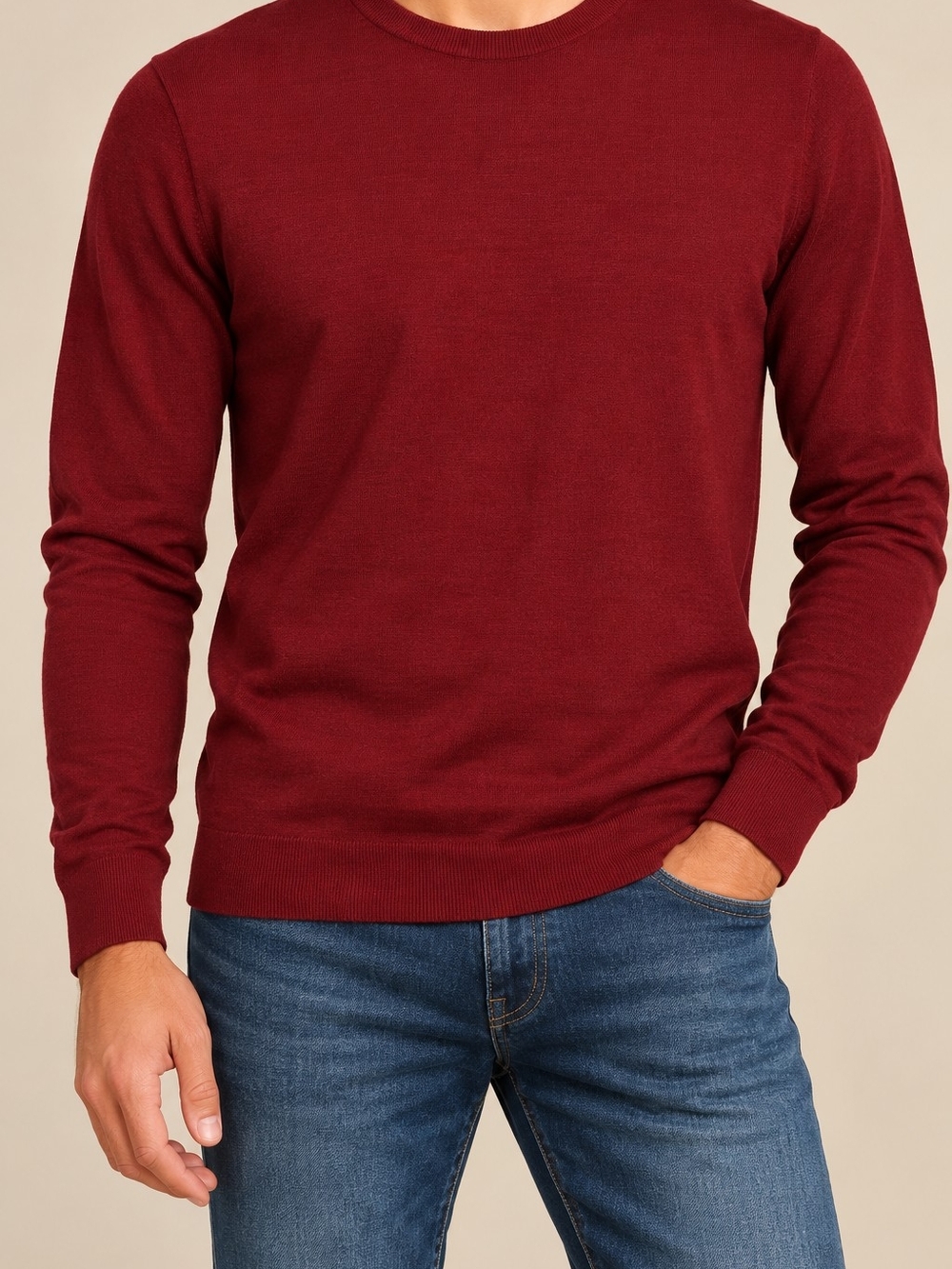 Express Merino Wool Blend Sweater Burgundy Red Crewneck Long Sleeve Size L NWT